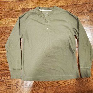 LL Bean Men's Unshrinkable Mini-Waffle Henley, Long-Sleeve Slightly Fitted